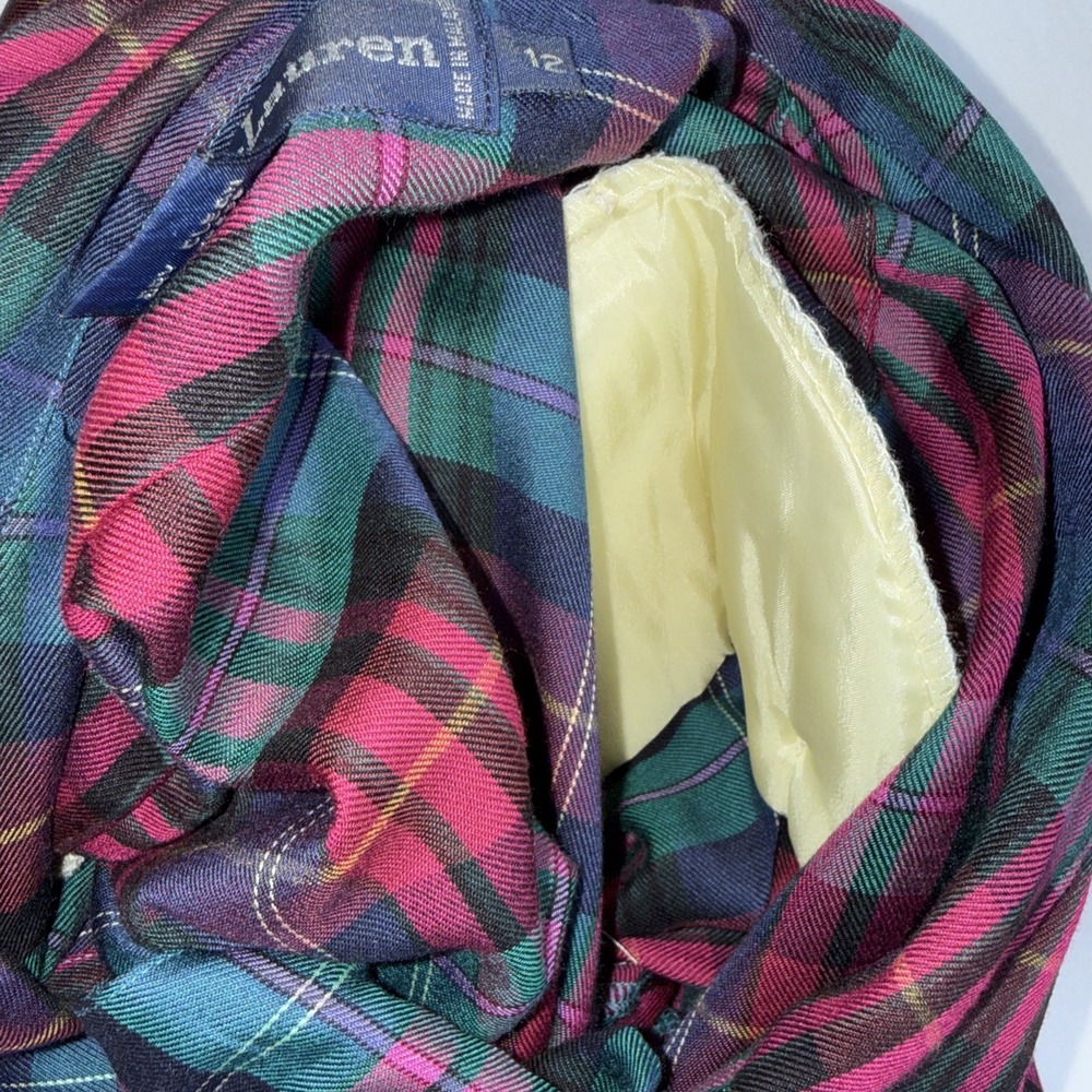 Ralph Lauren Women's Relaxed Fit Plaid Cotton Shirt Green Multi Women's 12 - Picture 9 of 9